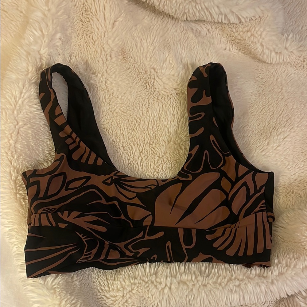 Brown & Black Printed Scoop Neck Bralette
